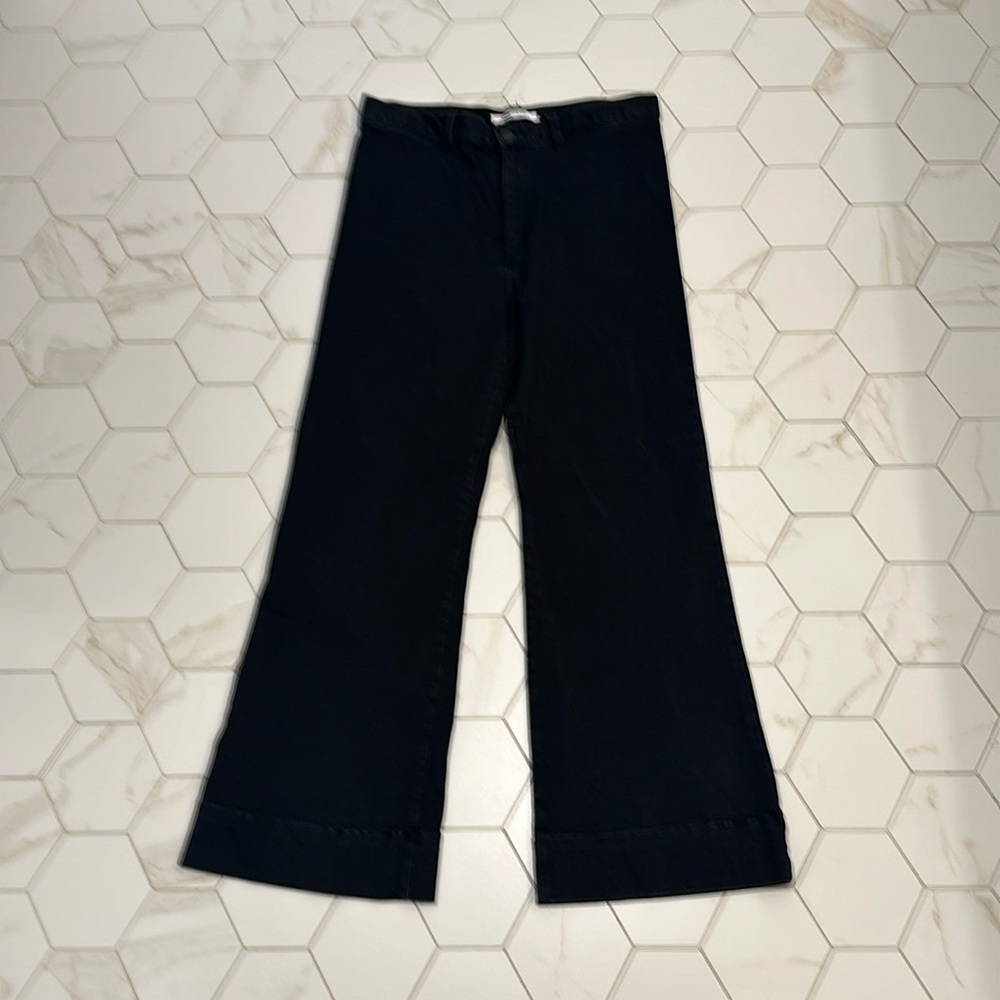 Emerson Fry - size 6 - black faded cropped pant - cotton twill/poly/spandex